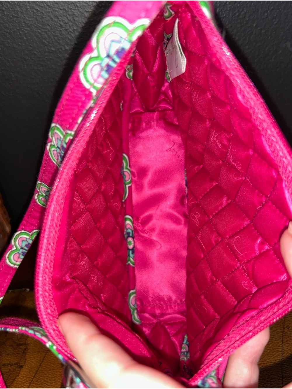 Vera Bradley Pink Swirls Flowers Quilted hipster crossbody purse - Picture 6 of 10